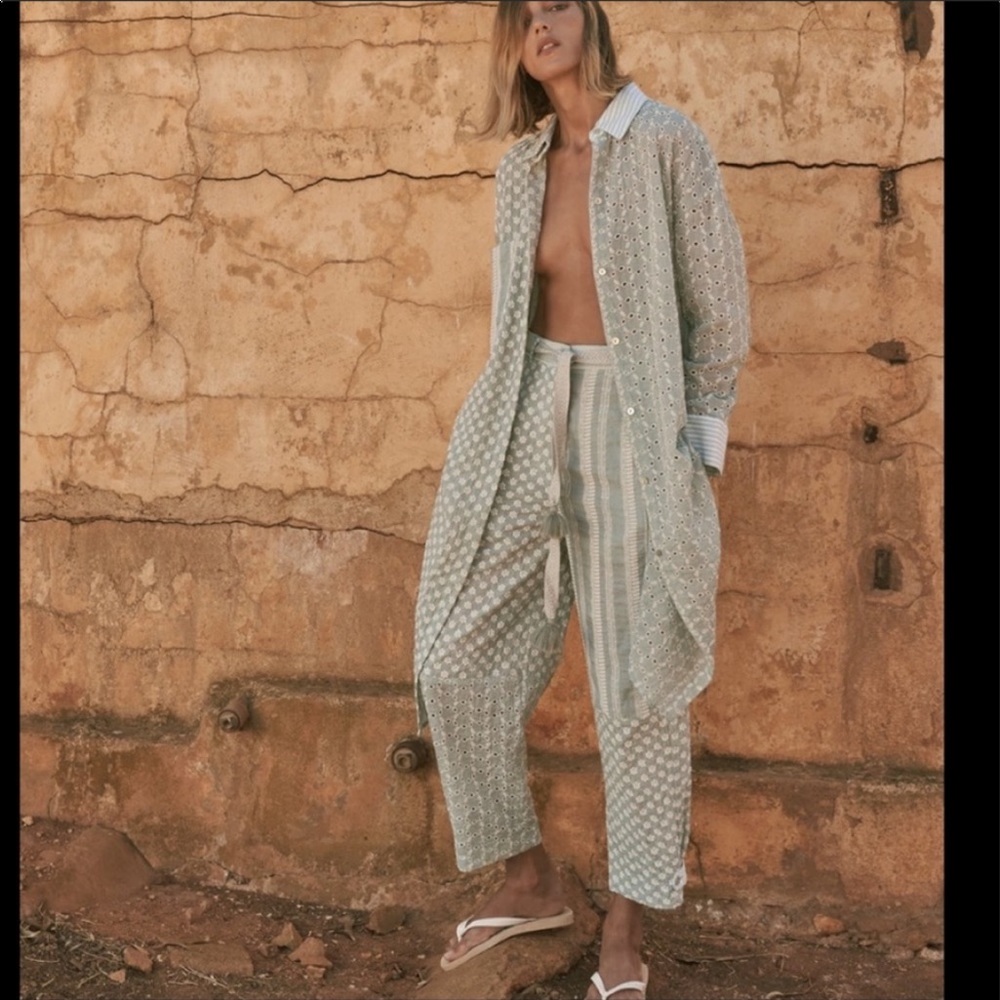 Zara open knit embroidery patchwork dress tunic duster - Picture 3 of 15